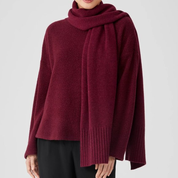 NWT Eileen Fisher DARK CRANBERRY Recycled Cashmere/Wool Wrap OS/TU - Picture 1 of 9
